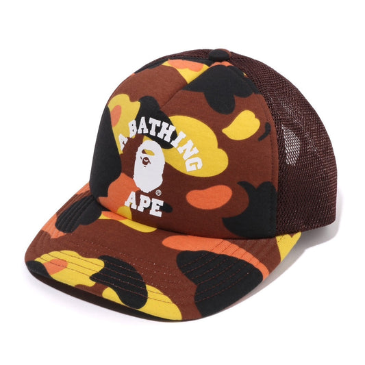 A BATHING APE BAPE 1ST CAMO COLLEGE MESH CAP ORANGE
