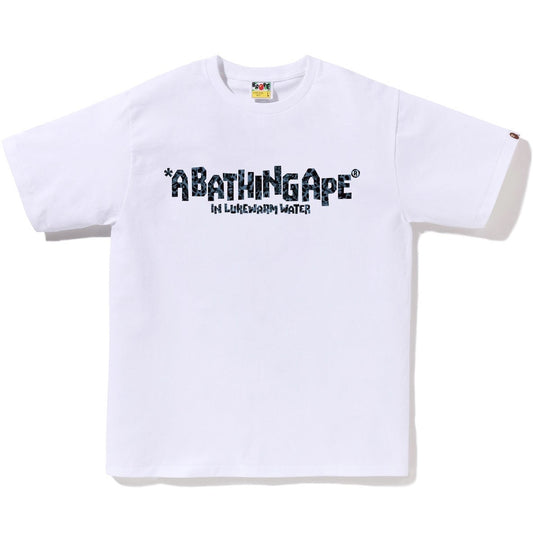 A BATHING APE BAPE WILD LEOPARD PATTERN PRIMITIVE LOGO TEE WHITE