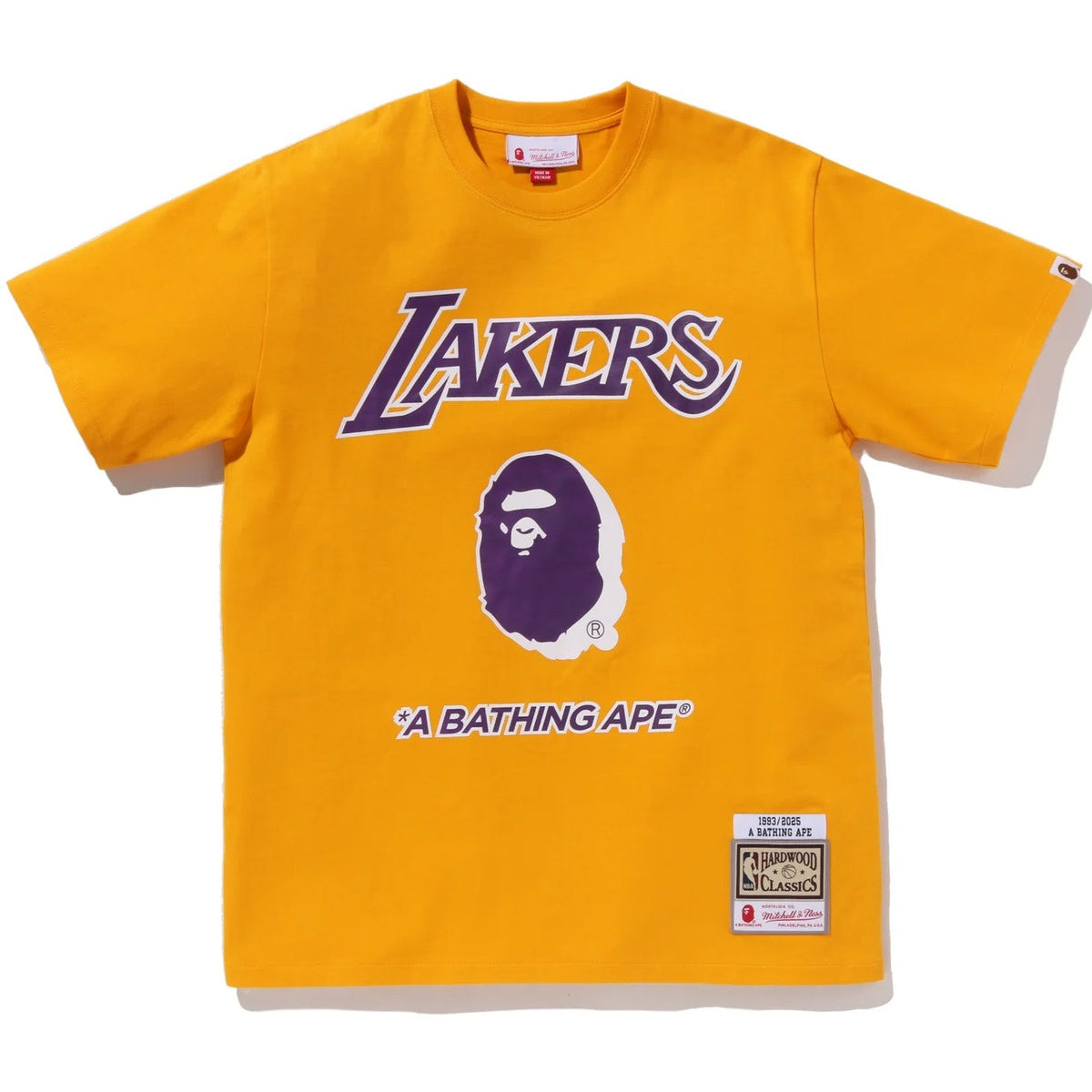 A BATHING APE BAPE M&N NBA LOS ANGELES LAKERS TEE YELLOW