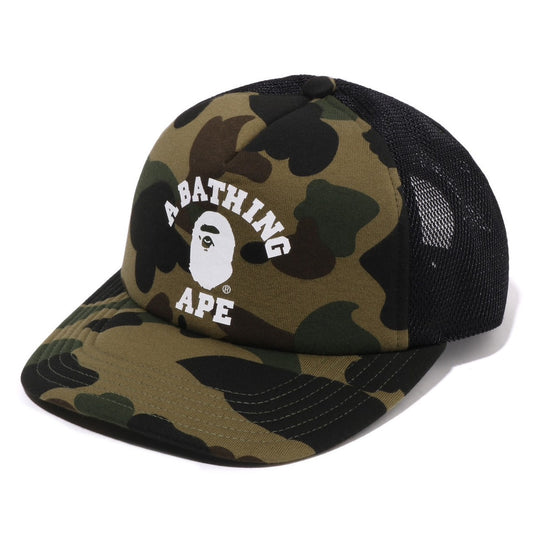 A BATHING APE BAPE 1ST CAMO COLLEGE MESH CAP GREEN