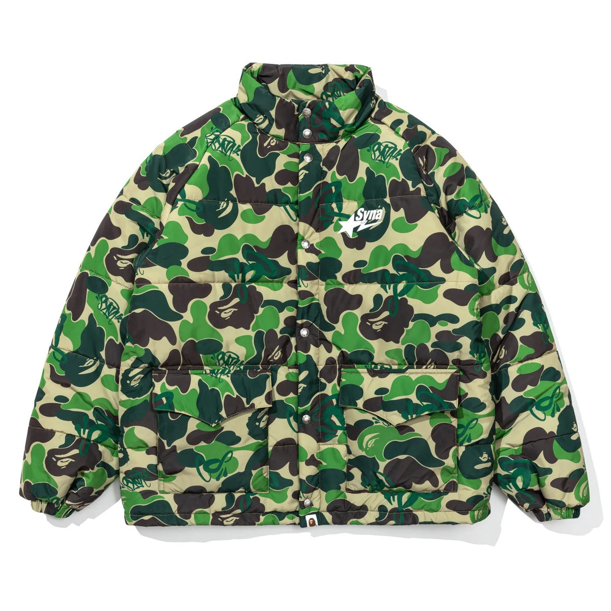 A BATHING APE BAPE SPOTIFY BY CENTRAL CEE CAMO PUFFER JACKET GREEN