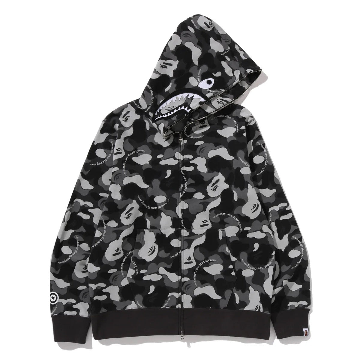 A BATHING APE BAPE COMME des GARÇONS CDG OSAKA SHARK FULL ZIP HOODIE BLACK