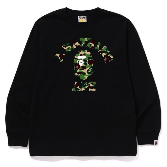 A BATHING APE BAPE ABC CAMO COLLEGE L/S TEE BLACK GREEN
