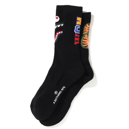 A BATHING APE BAPE SHARK SOCKS BLACK