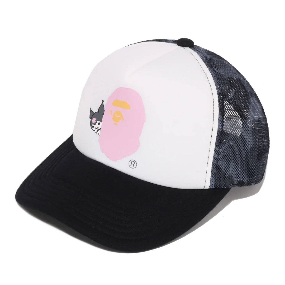 A BATHING APE BAPE SANRIO CHARACTERS MESH CAP KUROMI BLACK