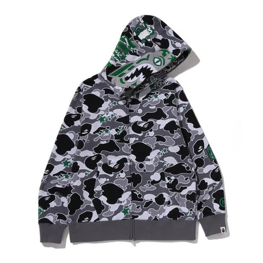 A BATHING APE BAPE HIDDEN STA CAMO TIGER FULL ZIP HOODIE GRAY