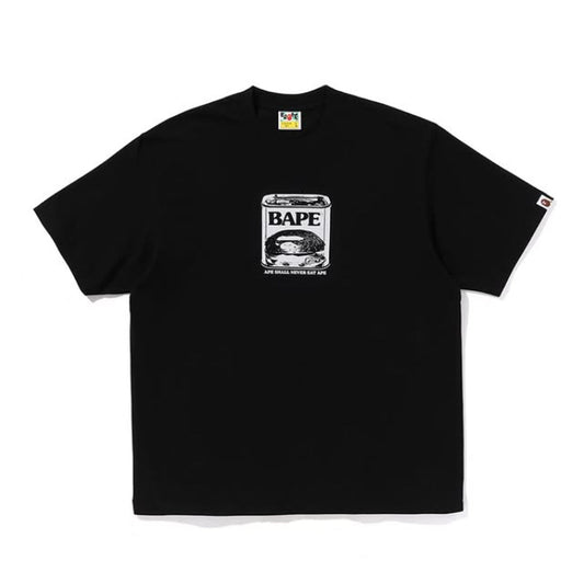 A BATHING APE CAN FOOD BAPE LOGO RELAXED TEE BLACK
