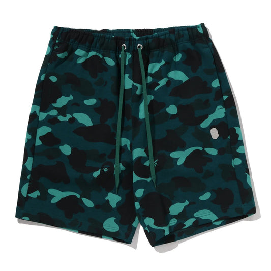 A BATHING APE BAPE COLOR CAMO METAL APE HEAD RELAXED FIT SWEAT SHORTS GREEN