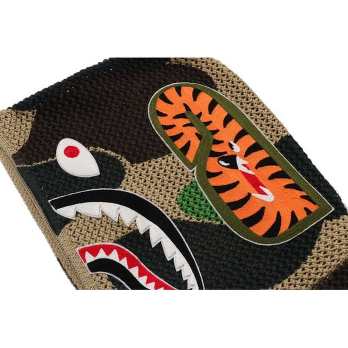 A BATHING APE BAPE ABC CAMO CROCHET SHARK RELAXED FIT FULL ZIP HOODIE GREEN