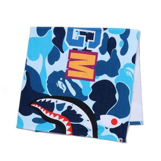 A BATHING APE BAPE ABC CAMO SHARK BEACH TOWEL BLUE