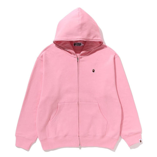 A BATHING APE BAPE ONE POINT FULL ZIP HOODIE PINK