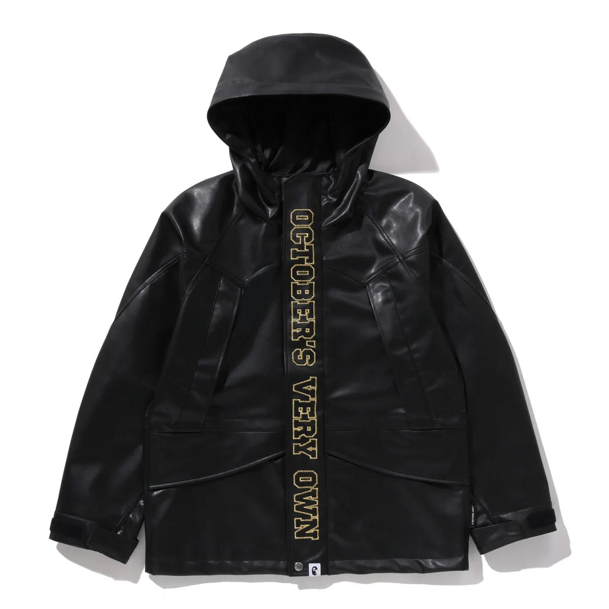 A BATHING APE BAPE OVO SYNTHETIC WASHABLE LEATHER SNOWBOARD JACKET BLACK