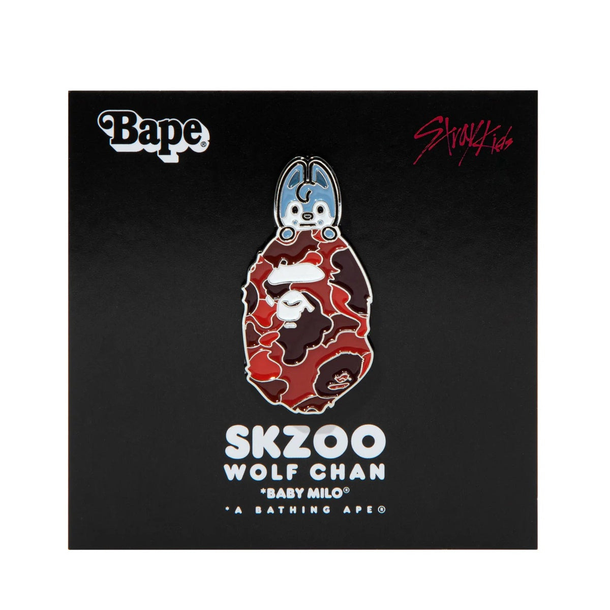 A BATHING APE BAPE STRAYKIDS WOLF CHAN METAL PIN RED