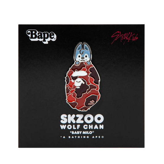 A BATHING APE BAPE STRAYKIDS WOLF CHAN METAL PIN RED