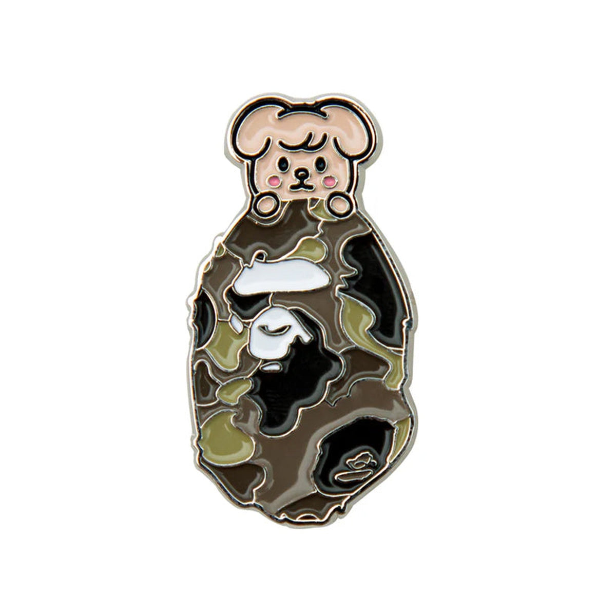 A BATHING APE BAPE STRAYKIDS PUPPYM METAL PIN BEIGE