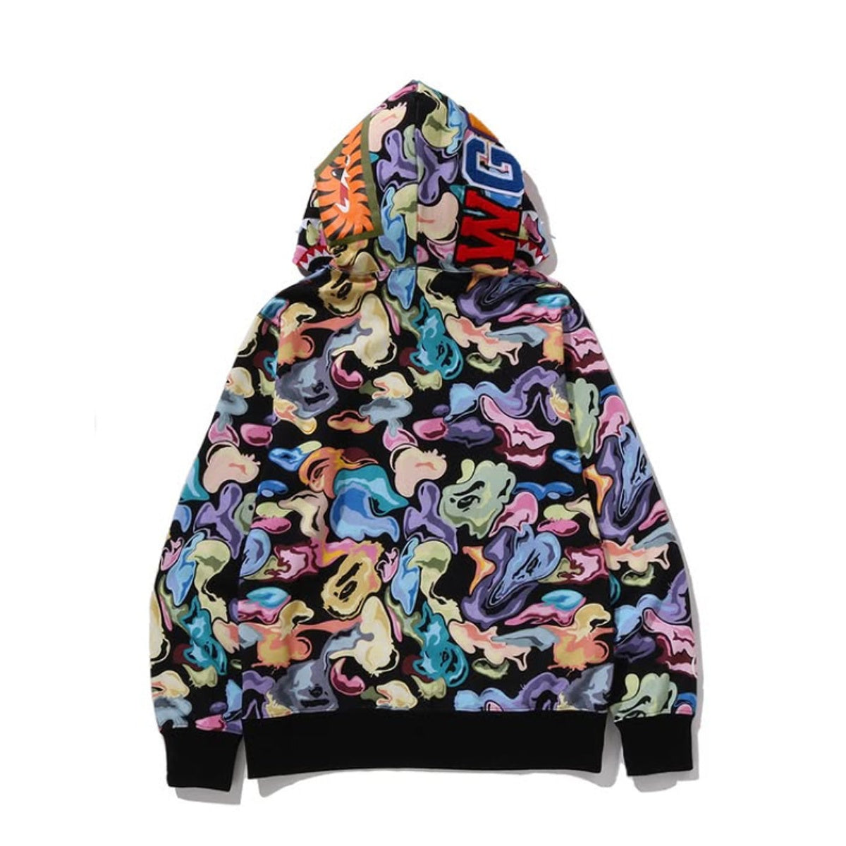 A BATHING APE BAPE ART CAMO SHARK FULL ZIP HOODIE BLACK
