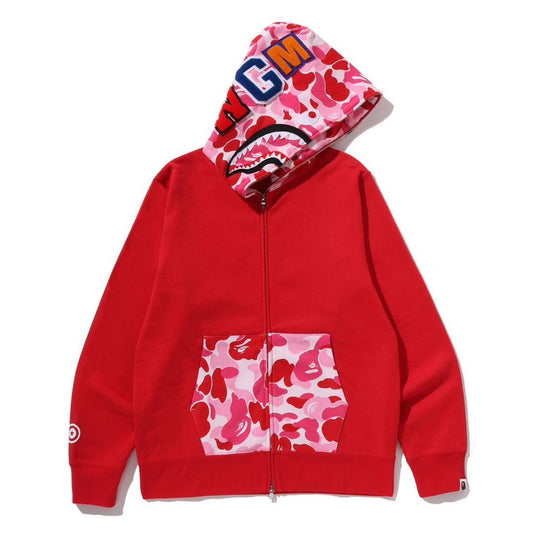 A BATHING APE BAPE ABC CAMO SHARK FULL ZIP HOODIE RED