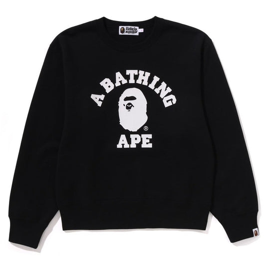 A BATHING APE BAPE Ladies' COLLEGE CREWNECK SWEAT SHIRT BLACK