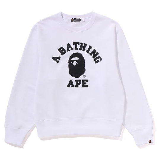 A BATHING APE BAPE Ladies' COLLEGE CREWNECK SWEAT SHIRT WHITE