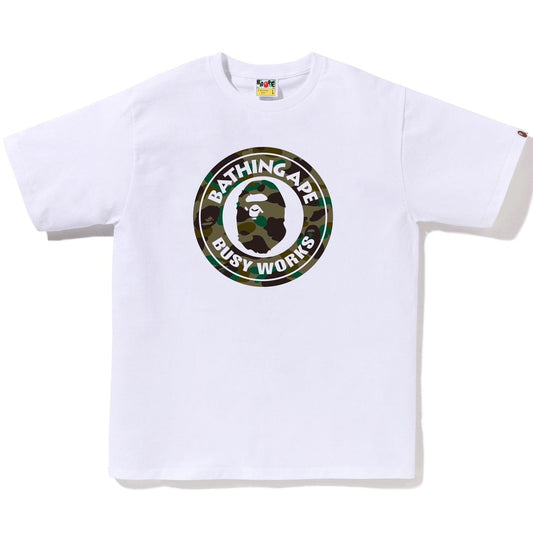 A BATHING APE BAPE 1ST CAMO BUSY WORKS TEE WHITE GREEN