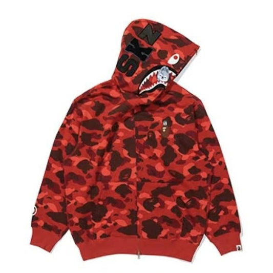 A BATHING APE BAPE STRAYKIDS WOLF CHAN SHARK FULL ZIP HOODIE RED
