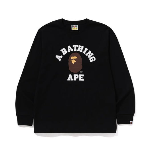 A BATHING APE BAPE COLLEGE L/S TEE BLACK