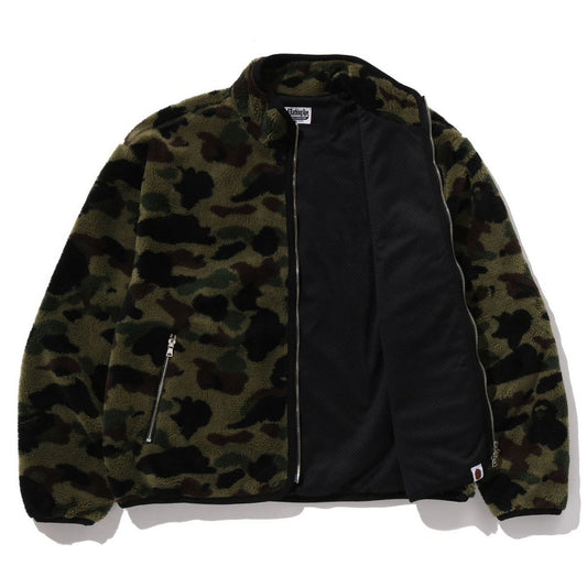 A BATHING APE BAPE 1ST CAMO FLEECE JACKET GREEN