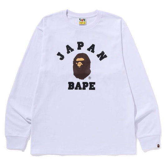 A BATHING APE BAPE JAPAN COLLEGE CITY L/S TEE WHITE