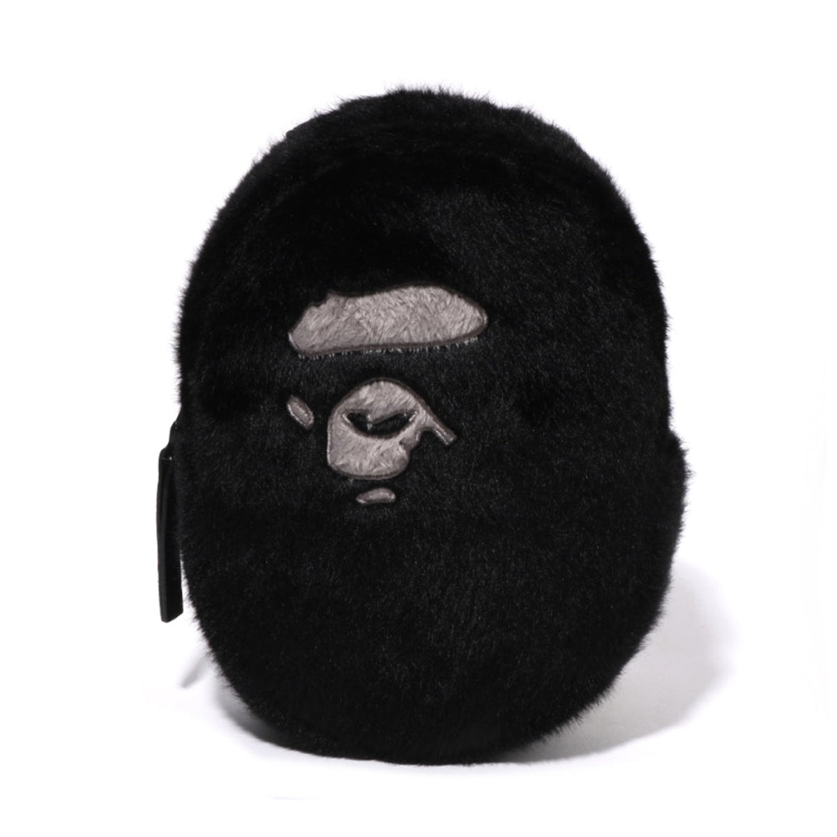 A BATHING APE BAPE APE HEAD FAUX FUR MINI SHOULDER BAG BLACK