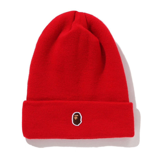 A BATHING APE BAPE APE HEAD ONE POINT NEW ERA KNIT CAP RED