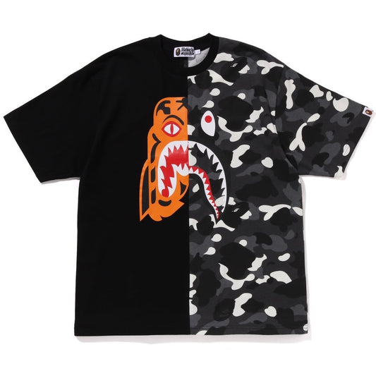 A BATHING APE BAPE CITY CAMO TIGER SHARK RELAXED FIT TEE BLACK