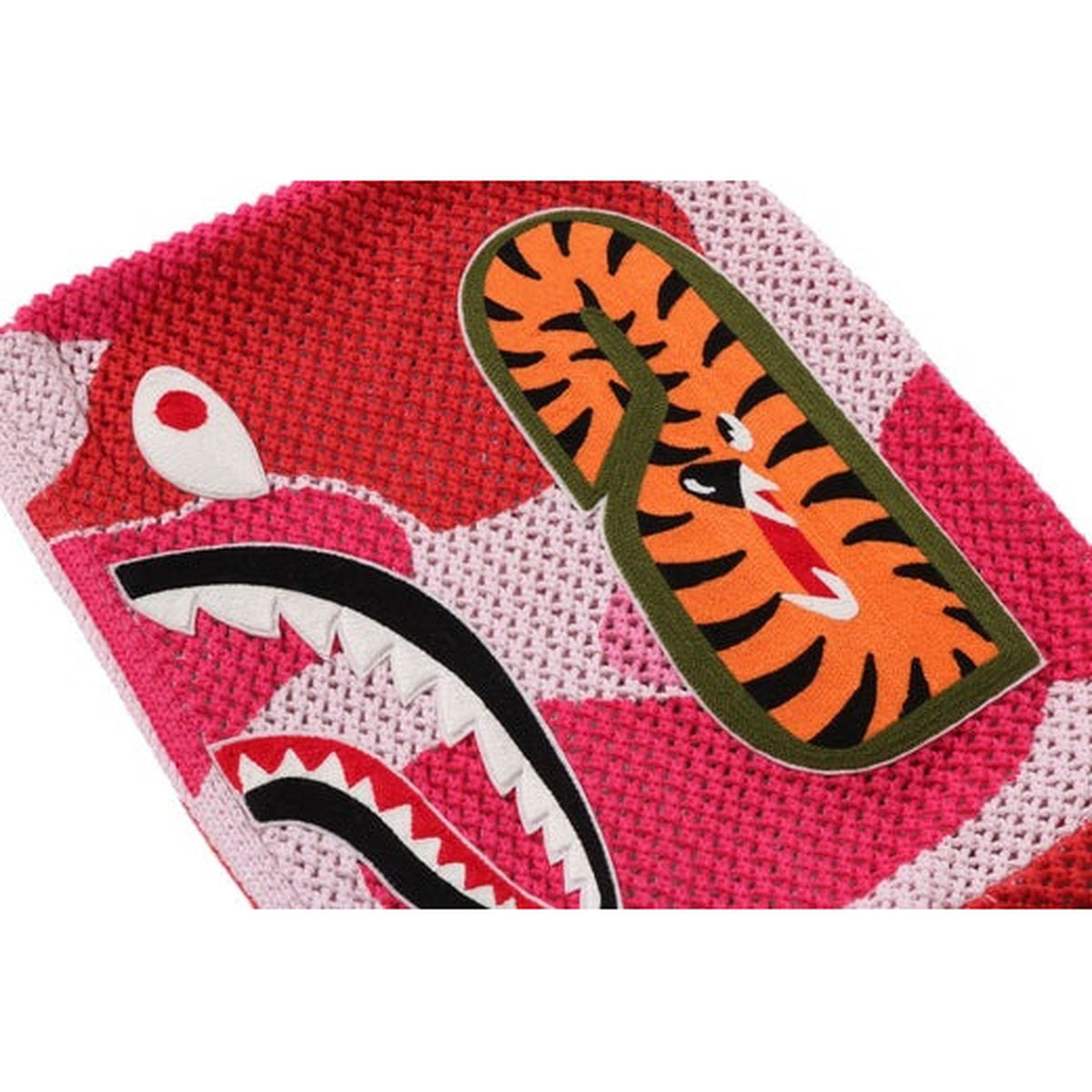 A BATHING APE BAPE ABC CAMO CROCHET SHARK RELAXED FIT FULL ZIP HOODIE PINK