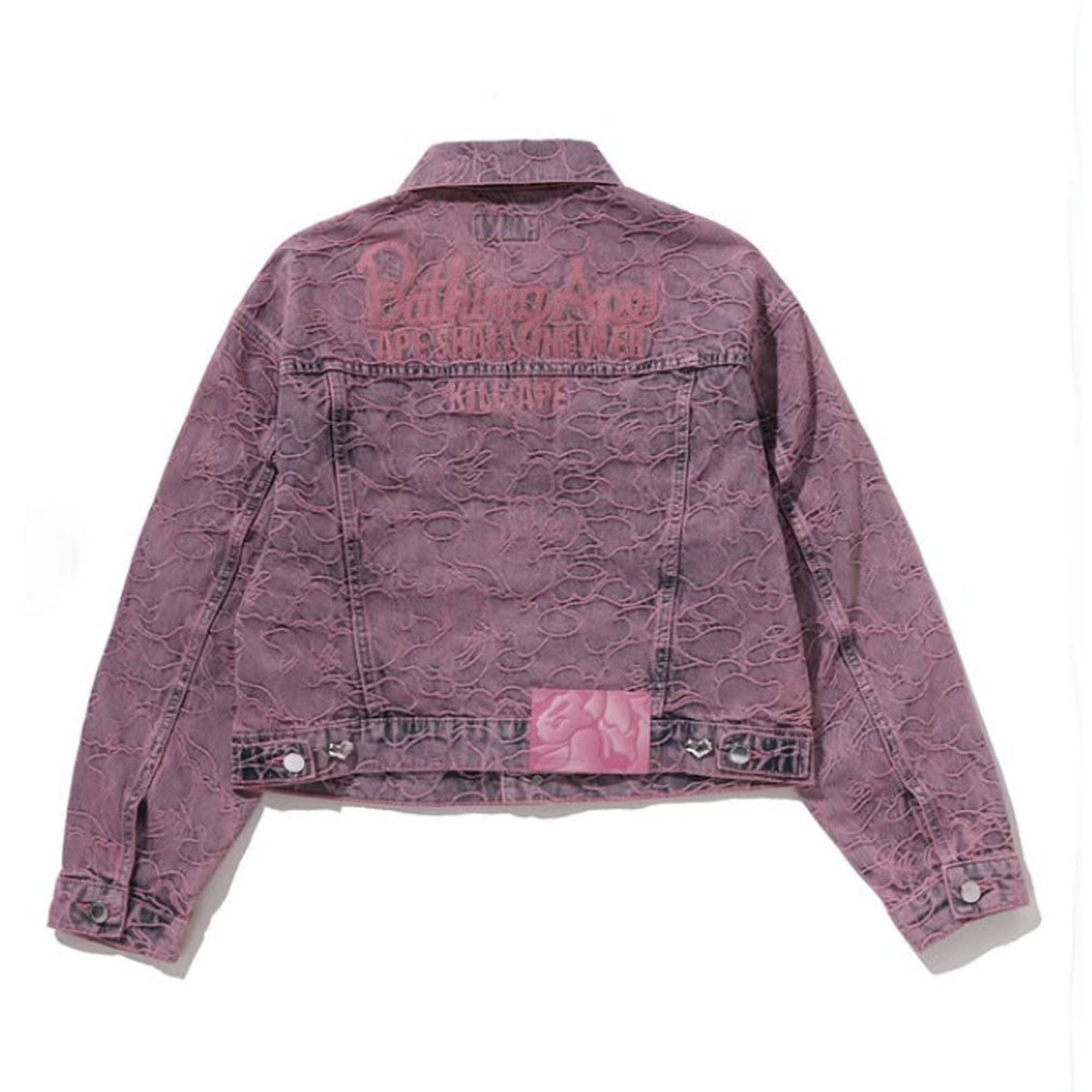 A BATHING APE BAPE Ladies' LINE CAMO CROPPED DENIM JACKET PINK