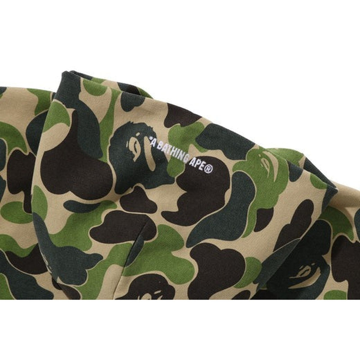A BATHING APE BAPE ABC CAMO HEAVY WASHED CROPPED FIT ZIP HOODIE GREEN