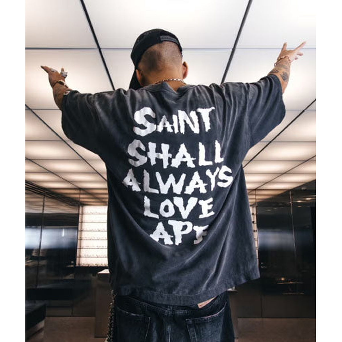 A BATHING APE BAPE SAINT MXXXXXX S.S.A.L.A TEE BLACK