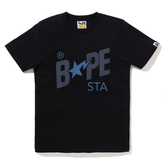 A BATHING APE Ladies' DENIM BAPE STA LOGO TEE BLACK