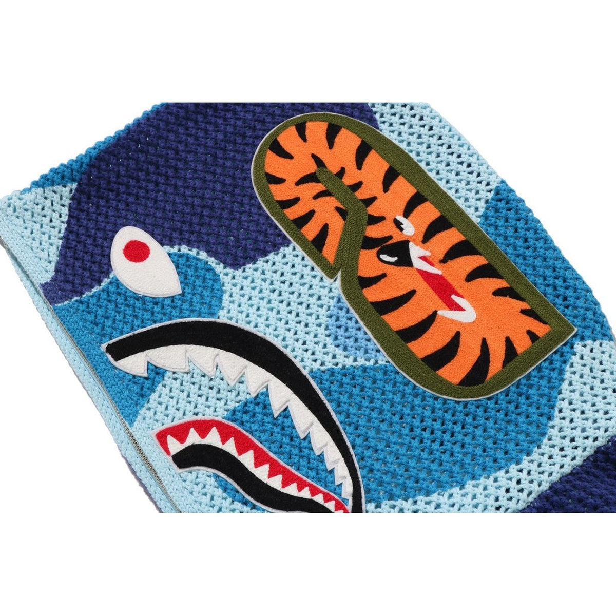 A BATHING APE BAPE ABC CAMO CROCHET SHARK RELAXED FIT FULL ZIP HOODIE BLUE