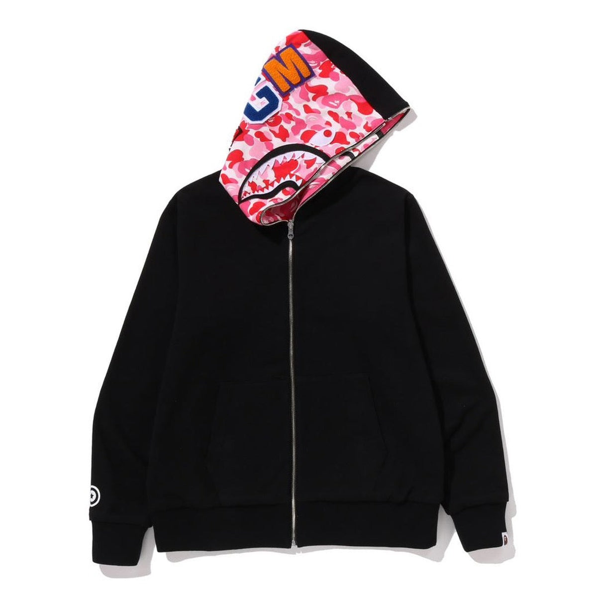 A BATHING APE BAPE ABC CAMO REVERSIBLE SHARK FULL ZIP HOODIE PINK