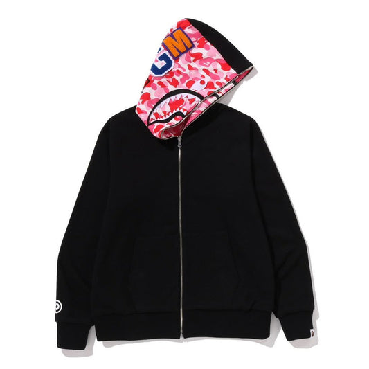 A BATHING APE BAPE ABC CAMO REVERSIBLE SHARK FULL ZIP HOODIE PINK