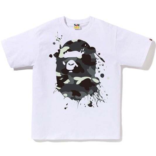 A BATHING APE BAPE CITY CAMO PAINTING APE HEAD TEE WHITE