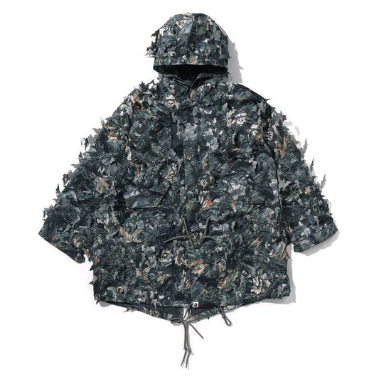 A BATHING APE BAPE TREE EDGE CAMO LASER CUT M-51 JACKET BROWN