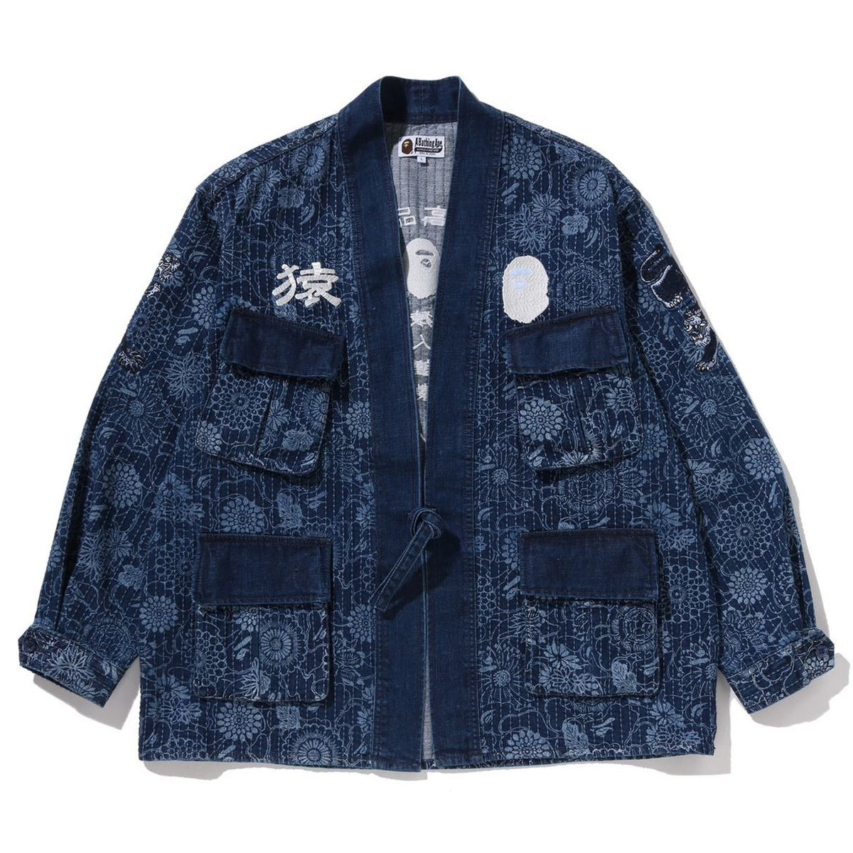 A BATHING APE BAPE JAPANESE INDIGO ART CAMO JUNGLE FATIQUE KIMONO INDIGO