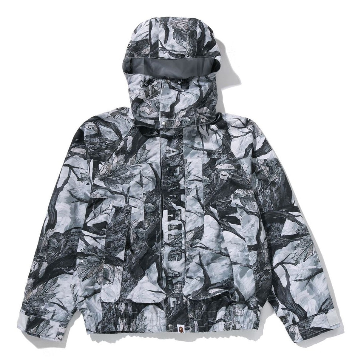 A BATHING APE BAPE TREE EDGE CAMO HOODED SNOWBOARD JACKET WHITE