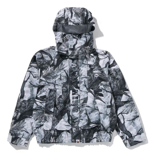 A BATHING APE BAPE TREE EDGE CAMO HOODED SNOWBOARD JACKET WHITE