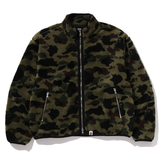 A BATHING APE BAPE 1ST CAMO FLEECE JACKET GREEN