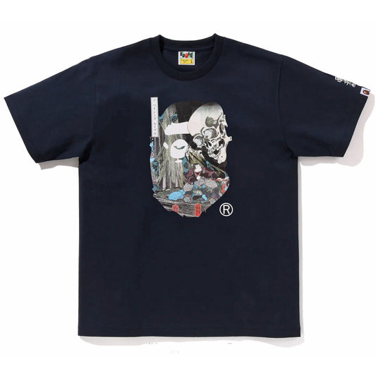 A BATHING APE BAPE UKIYO-E APE HEAD TEE #3 NAVY