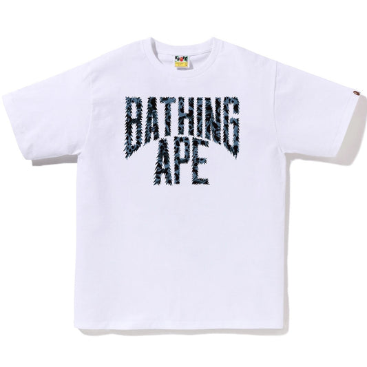 A BATHING APE BAPE WILD LEOPARD PATTERN NYC LOGO TEE WHITE NAVY