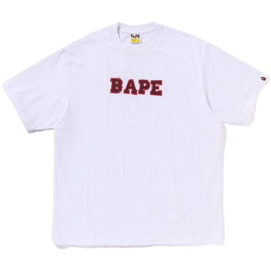 A BATHING APE HAND DRAW BAPE LOGO RELAXED FIT TEE WHITE