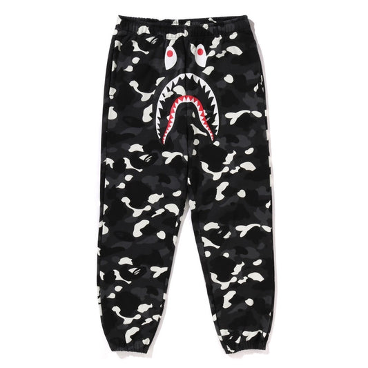 A BATHING APE BAPE CITY CAMO SHARK RELAXED FIT SWEAT PANTS BLACK
