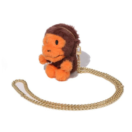 A BATHING APE BAPE Ladies' BABY MILO SHORT FUR MINI SHOULDER BAG BROWN